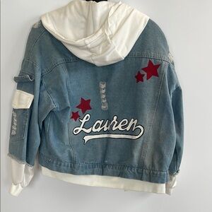 Denim Hooded Jacket "Lauren" Hand-Painted with Stars